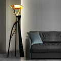 Lampadaire sculpture en résine jambes élancées coupe dorée Échassier