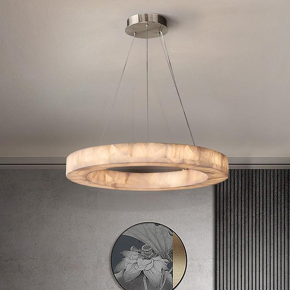 Lustre en albâtre anneau fin Écliptique