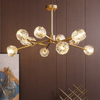 Lustre branches dorées et globes en cristal Rameau
