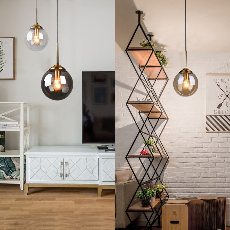 Lustre bulles de verre métallisé en cascade Mirage, finition dorée – vue 4