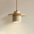 Suspension cylindrique style wabi-sabi aspect travertin Hune