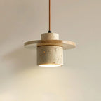 Suspension cylindrique style wabi-sabi aspect travertin Hune