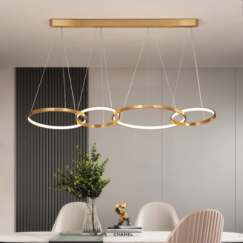 Lustre anneaux dorés entrelacés Sautoir, finition dorée – vue 4