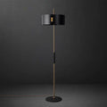Lampadaire noir et doré abat-jour cylindrique Gnomon