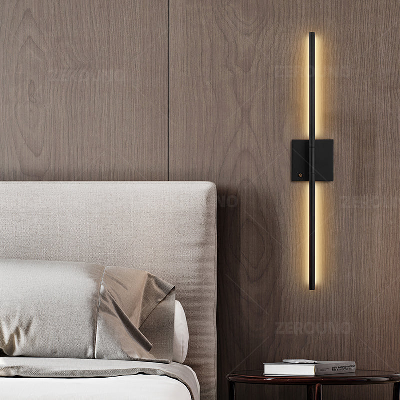 Applique murale linéaire noire élancée sans fil rechargeable Charme