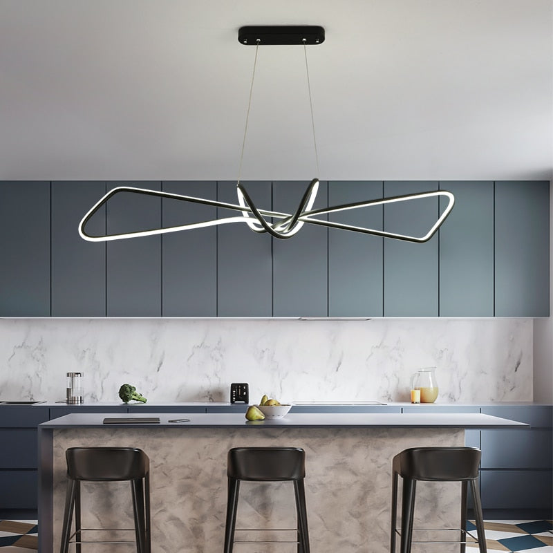 Lustre LED nœud en acrylique doré Lasso, finition noire – vue 5