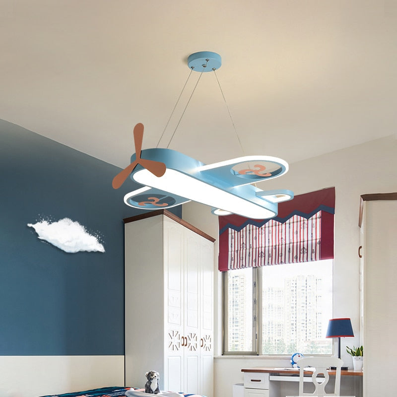 Lustre avion bleu pour chambre d'enfant Voltige, coloris bleu
