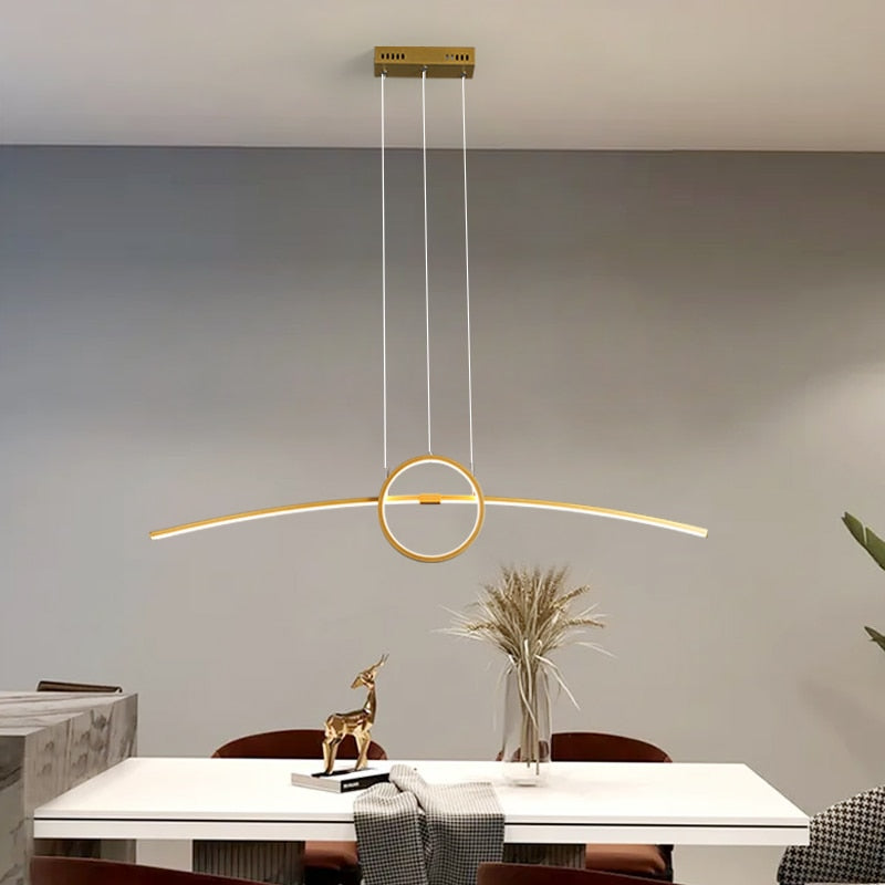 Lustre ligne courbe et anneau doré Tangente – vue 3