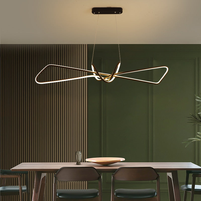 Lustre LED ligne incurvée en métal noir Paraphe, finition noire