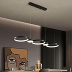 Lustre cerceaux lumineux noirs superposés Ricochet, finition noire