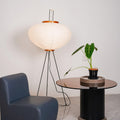 Lampadaire en papier lanterne ronde sur trépied Équinoxe