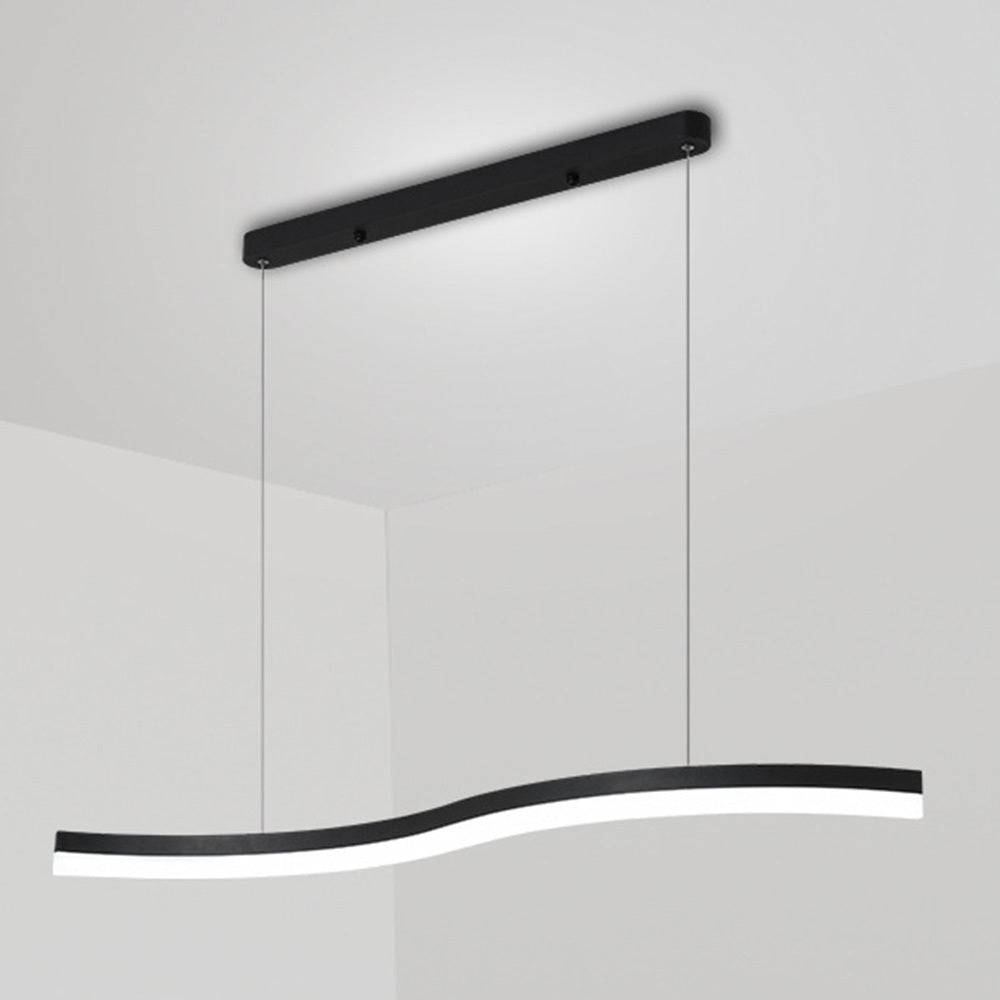 Lustre linéaire noir à vague lumineuse Flot