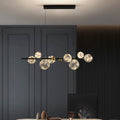 Lustre doré linéaire à globes Myriade, finition noire – vue 3