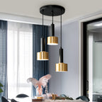 Lustre trois lampes noir et or sur plateau Tercet