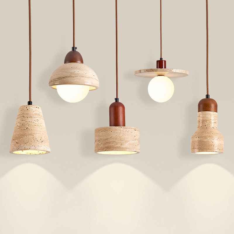 Suspension en travertin capuchon aspect bois Jardin