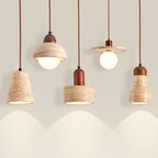 Suspension en travertin capuchon aspect bois Jardin
