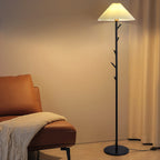Lampadaire en marbre abat-jour plissé tige à rameaux Feuillage