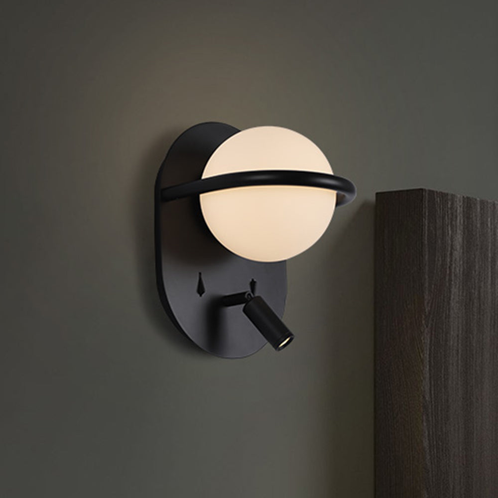 Applique murale noire globe cerclé et liseuse Armille