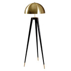 Lampadaire trépied noir à coupole dorée Heaume