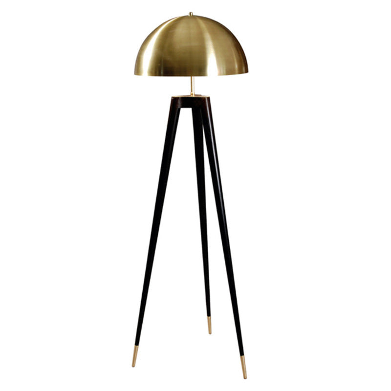 Lampadaire trépied noir à coupole dorée Heaume
