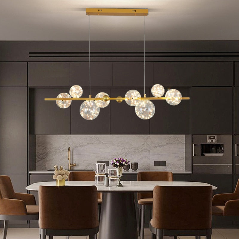 Lustre doré linéaire à globes Myriade
