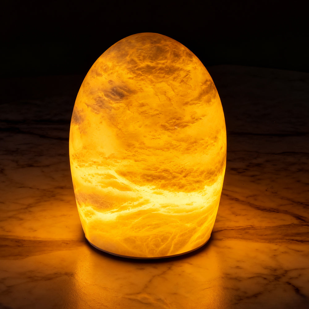 Lampe à poser œuf en albâtre sans fil rechargeable Éclosion