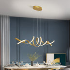 Lustre deux brins lumineux dorés enlacés Torsade, finition dorée