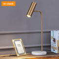 Lampe à poser spot doré socle aspect marbre Houlette