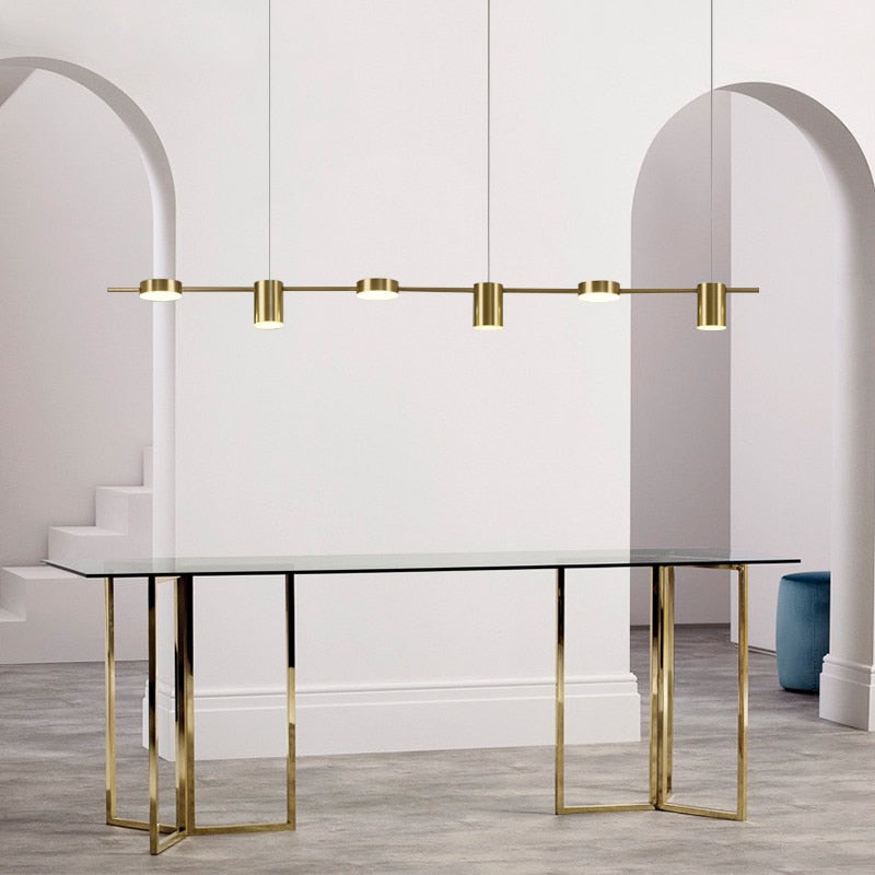 Lustre LED barre en métal noir à spots alignés Portée