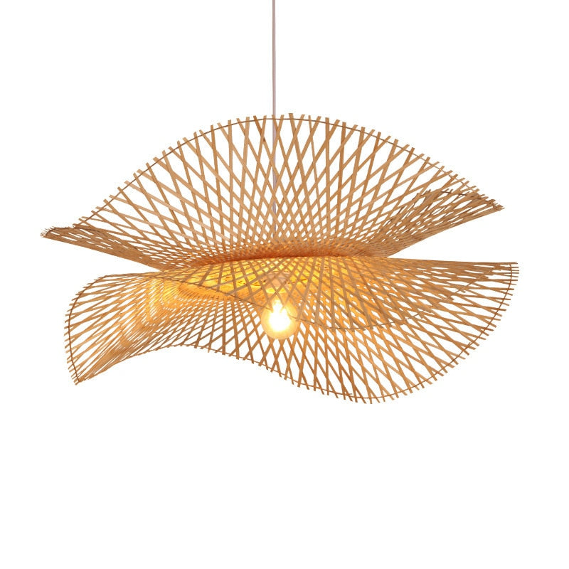 Suspension ondulée en bambou tressé Roseau, coloris bambou