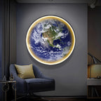 Applique murale ronde motif Terre halo doré Atmosphère