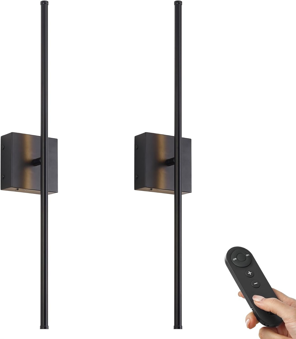 Applique murale linéaire noire socle carré sans fil rechargeable Allée