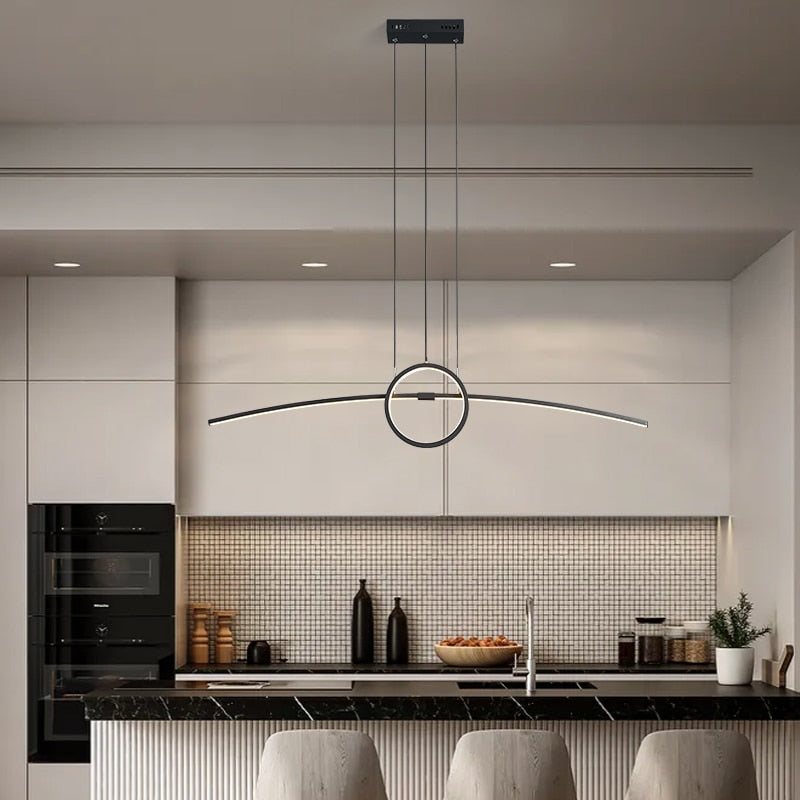 Lustre ligne courbe et anneau doré Tangente – vue 5