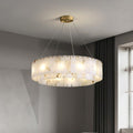 Lustre en albâtre rond à deux étages Diadème