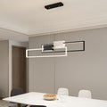 Lustre rectangles lumineux imbriqués Travée, finition noir et blanc