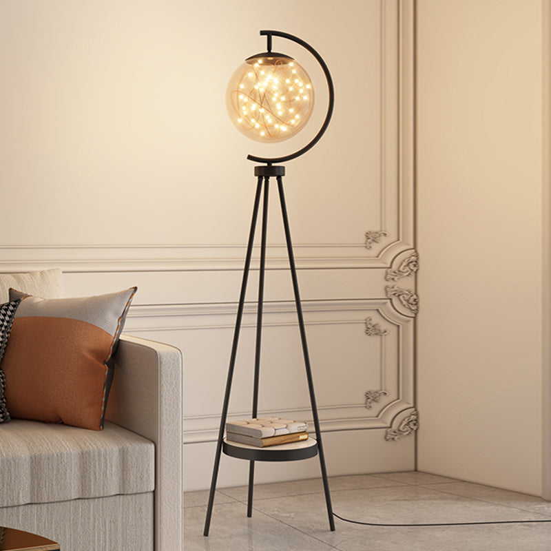 Lampadaire en verre globe étoilé sur croissant Firmament