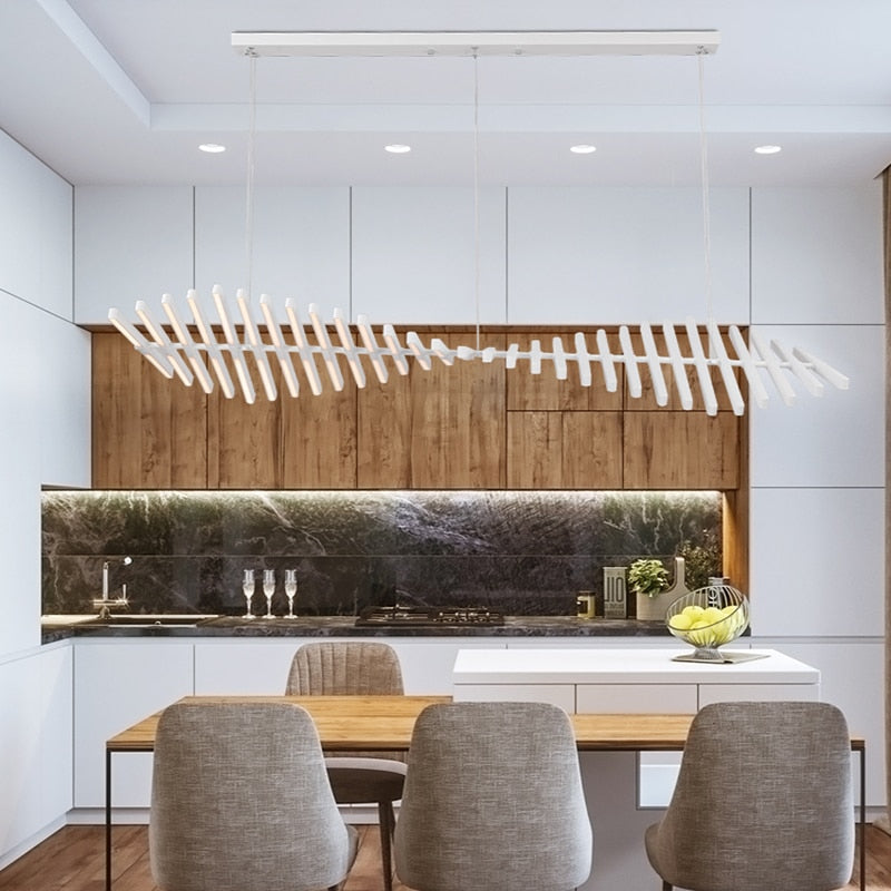 Lustre LED à barres orientables Plumage, finition blanche