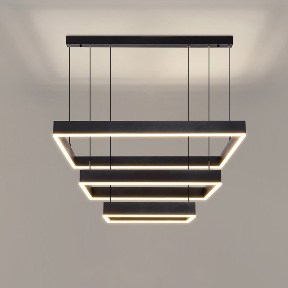 Suspension rectangulaire trois cadres étagés noirs Gradin