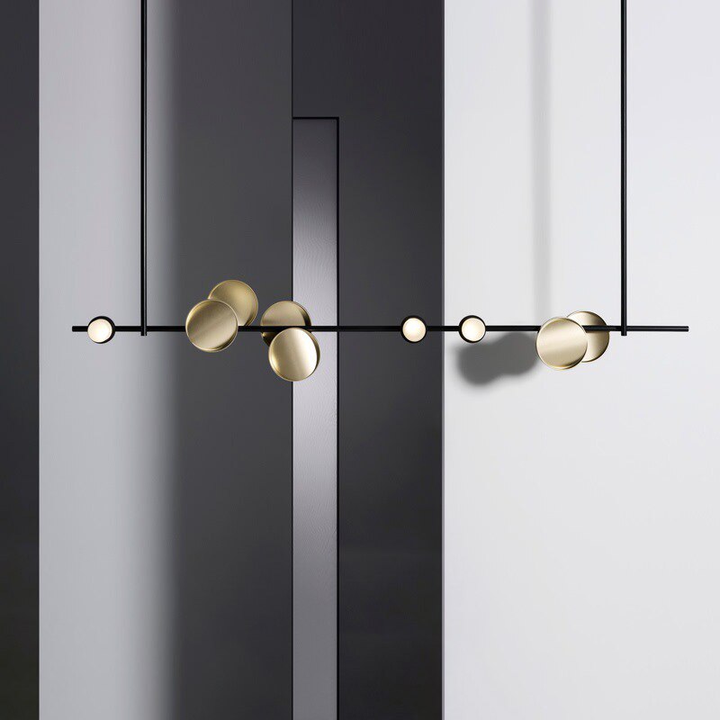 Lustre tige noire et douilles chromées Solive