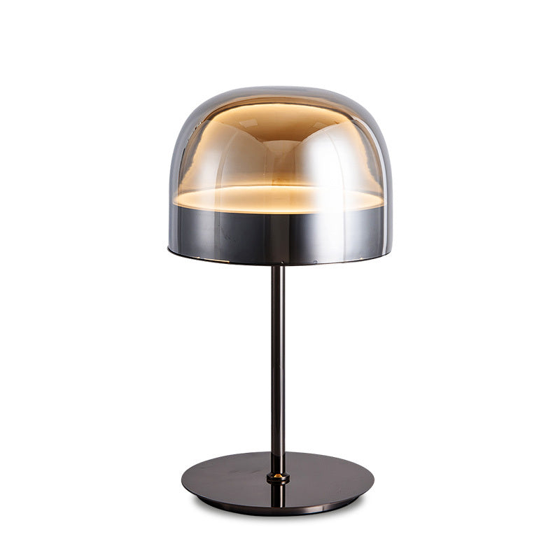 Lampe à poser en verre dôme fumé pied chromé Estompe