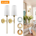 Applique murale dorée abat-jour blanc sans fil rechargeable Bergère