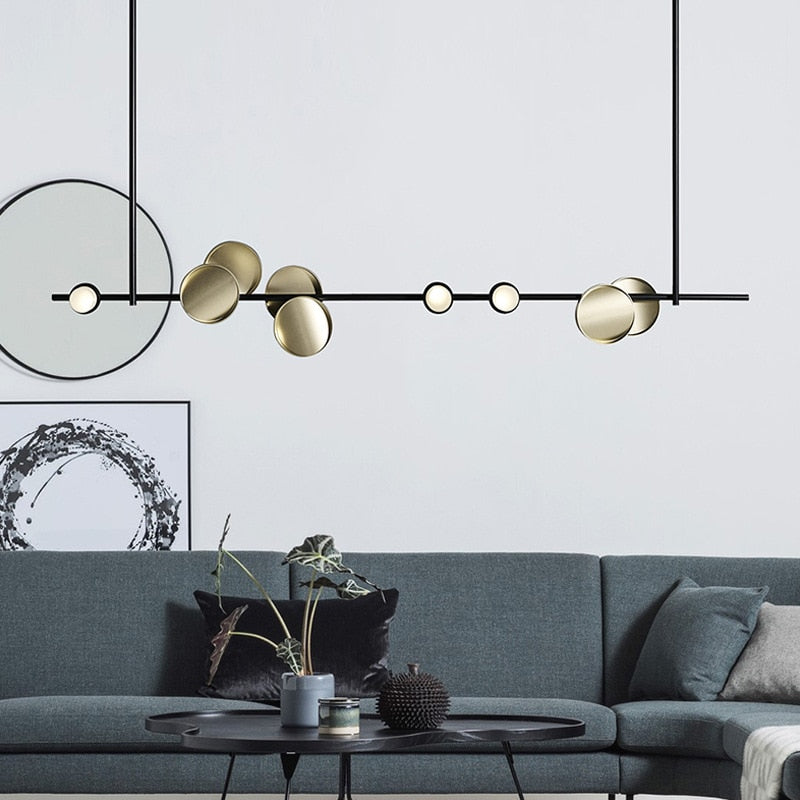 Lustre tige noire et douilles chromées Solive, finition noire
