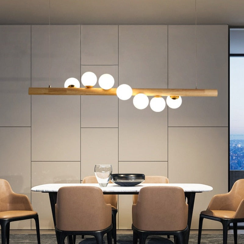 Lustre branche de bois poli à globes Lierre – vue 6