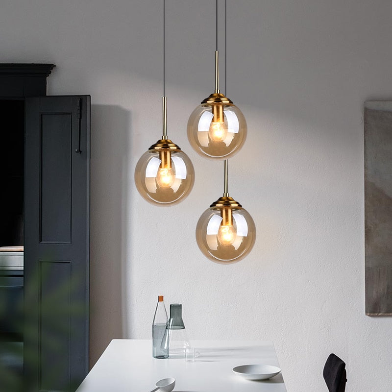 Lustre bulles de verre métallisé en cascade Mirage