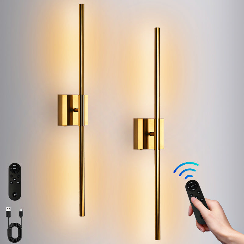 Applique murale linéaire dorée socle carré sans fil rechargeable Blé