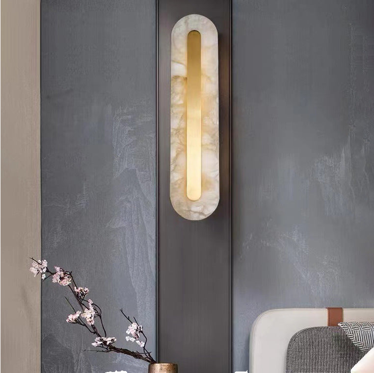 Applique murale ovale en albâtre et cuivre Lancette