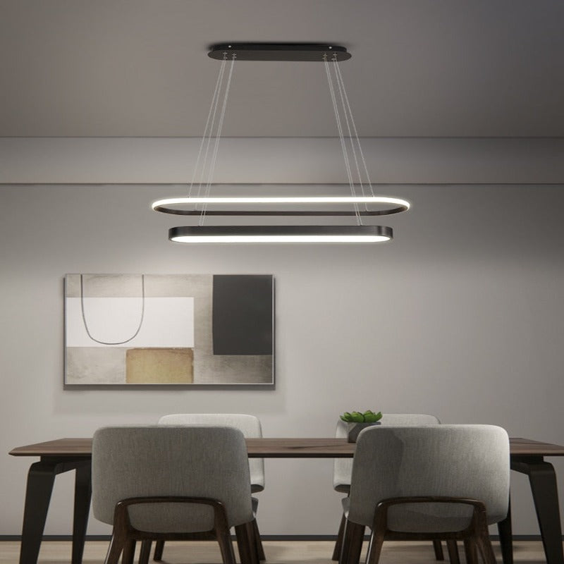 Lustre deux plateaux lumineux superposés Strate