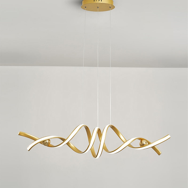 Lustre deux brins lumineux dorés enlacés Torsade