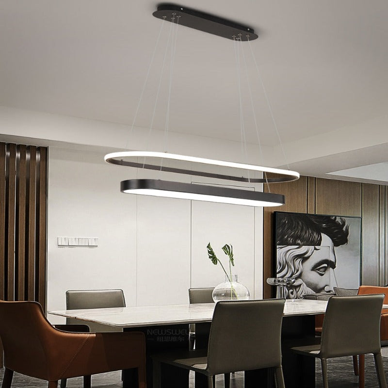 Lustre deux plateaux lumineux superposés Strate