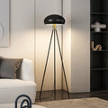 Lampadaire trépied noir abat-jour soucoupe Hémisphère